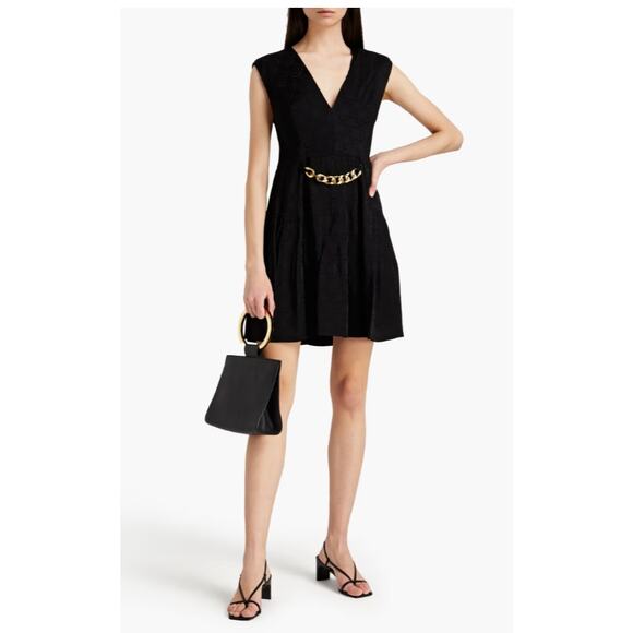 Sandro Aurea Chain Accent Jacquard Fit & Flare Dress Size 8 - Picture 1 of 7